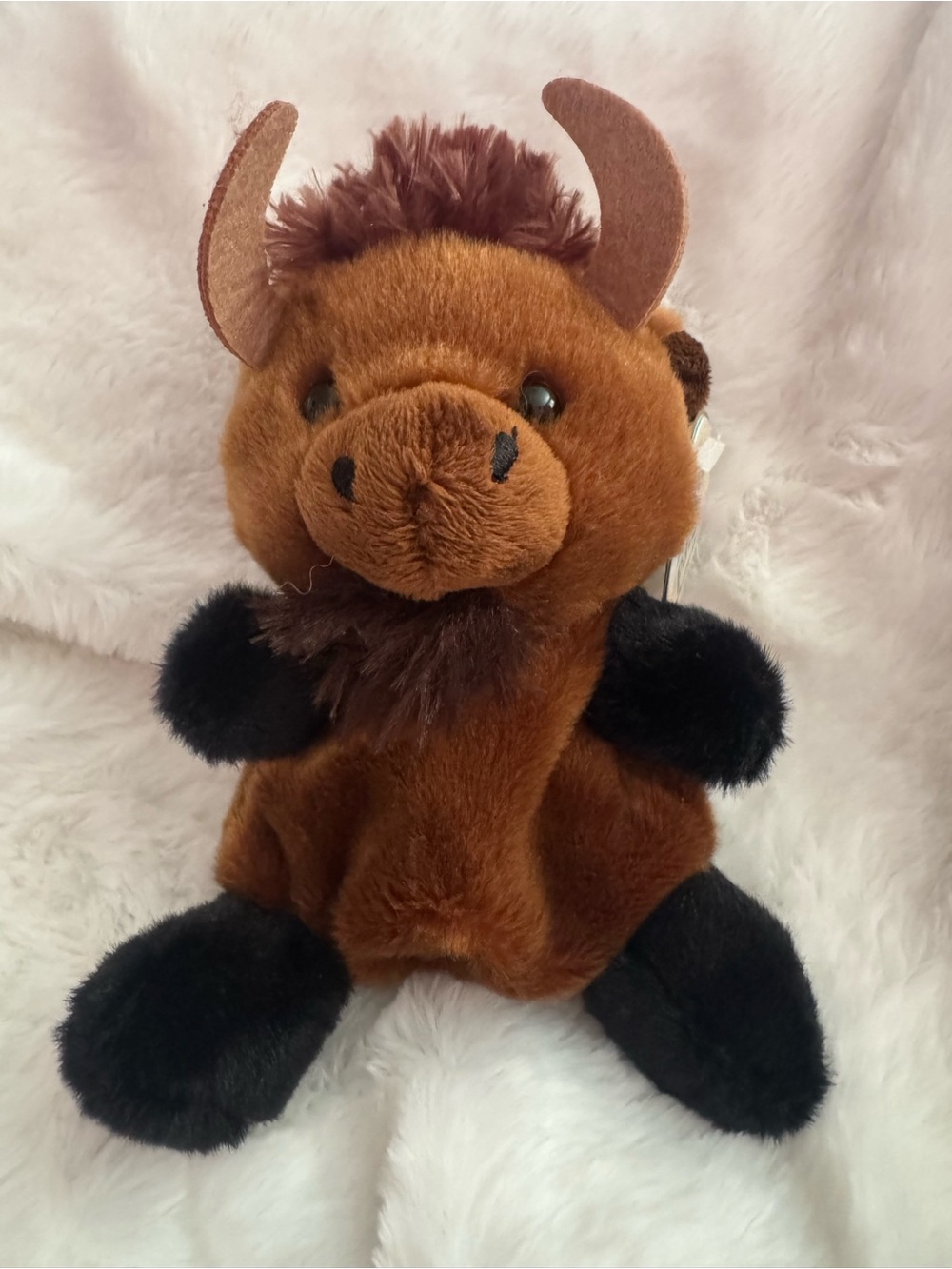 Plush Billy Bison Stuffed Animal Palm Pals- Brown and Black Kids Toy